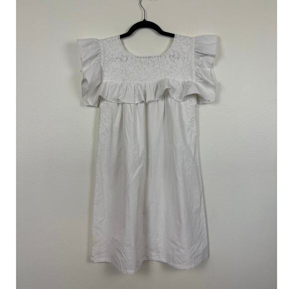 Mi Golondrina Olivia Blanca Nieve Ruffled Embroidered Short Dress Medium - Picture 3 of 5
